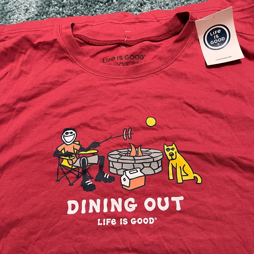 Life Is Good Red Dining Out Tee